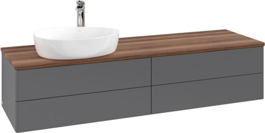 V&B Waschtischunterschrank ohne Frontstruktur -Beleuchtung Antao 160x50cm, HL, WBP w. wal, Anthrac. m Lac