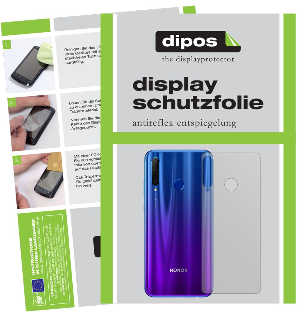 2x Schutzfolie für Honor 20i Rückseite matt Displayschutzfolie Display Schutz