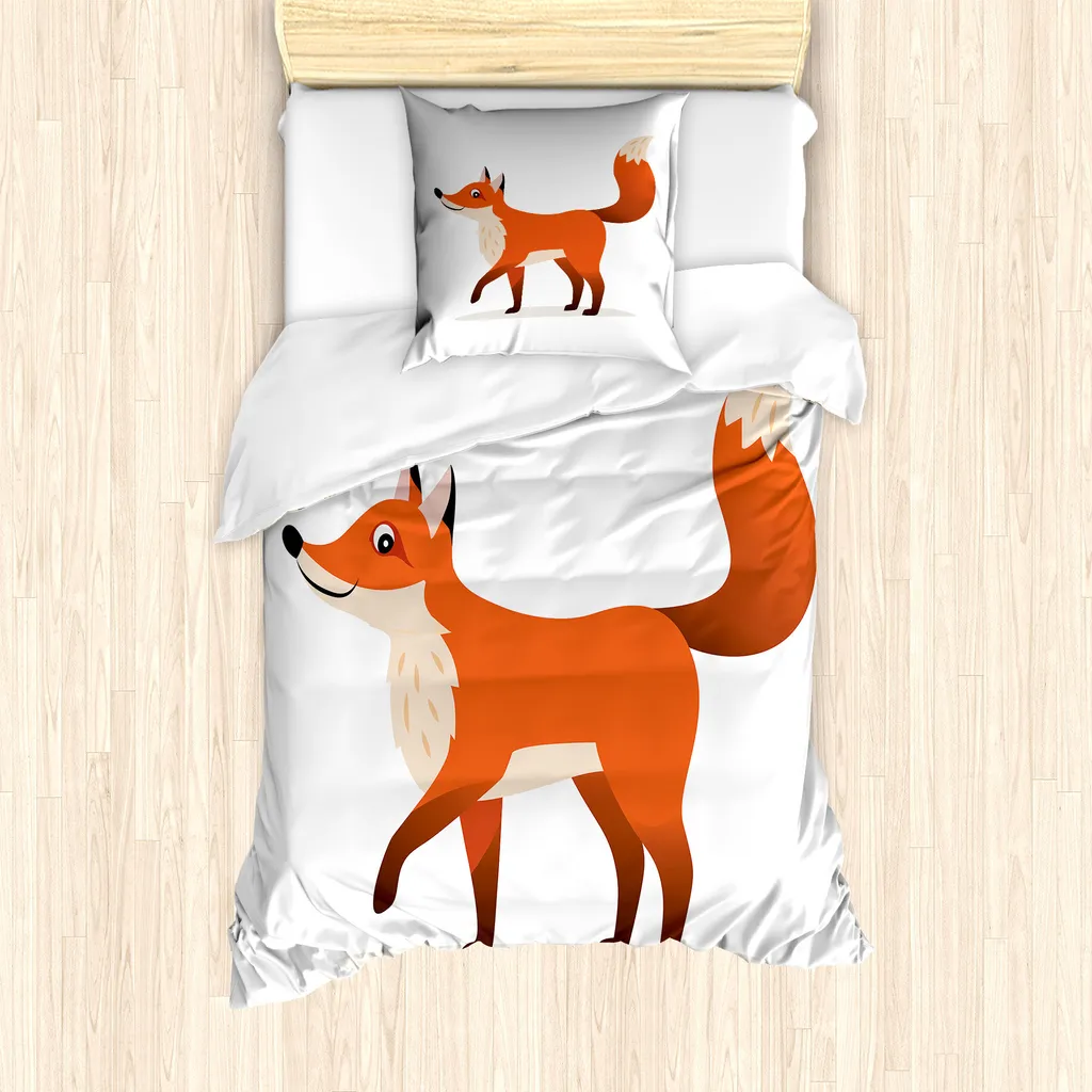 ABAKUHAUS Set copripiumino per letto singolo, Coyote Graphic, antiacaro, adatto a chi soffre di allergie, con federa, 135 cm x 200 cm - 80 x 80 cm, Champagne Burnt Orange