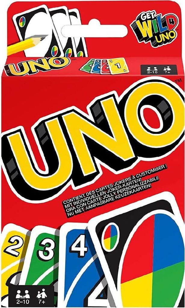 SPAR-SET 169882 - Mattel - 4er Set Kartenspiele: UNO, Skip Bo, Phase 10 und DOS