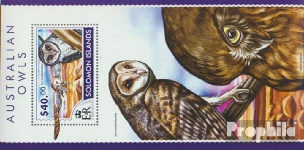 Briefmarken Salomoninseln 2015 Mi Block 407 (kompl. Ausg.) postfrisch Eulen