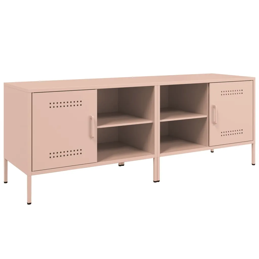 Armoire TV Acier Rose 68 cm : Ensemble de 2 Modules de Rangement Robustes