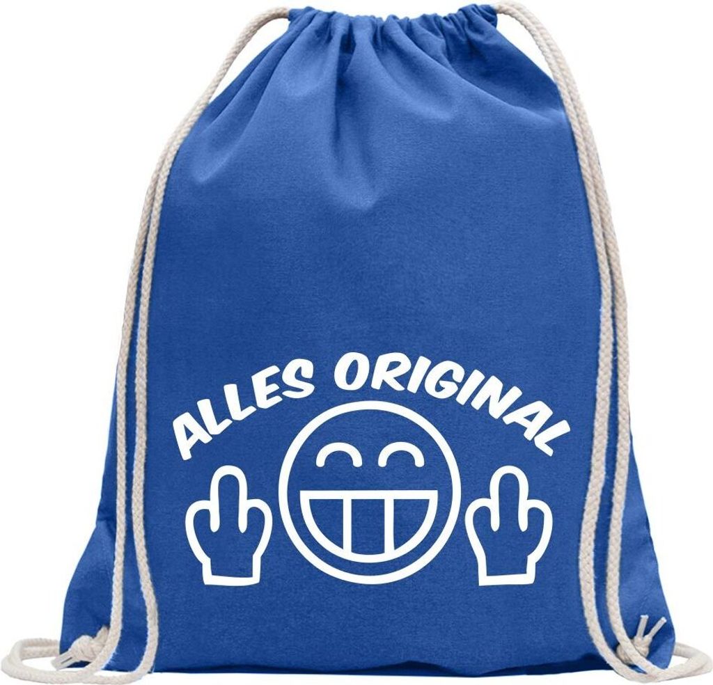 Kiwistar - Turnbeutel - royal - Alles Original - Fun Rucksack Sport Beutel Gymsack Baumwolle mit Ziehgurt