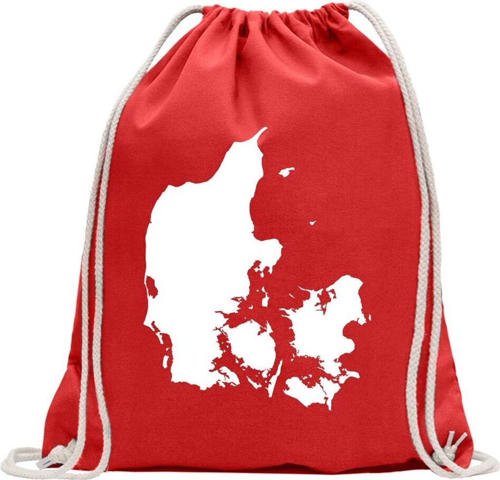 Kiwistar - Turnbeutel - rot - Dänemark - Dänisch Umriss - Fun Rucksack Sport Beutel Gymsack Baumwolle mit Ziehgurt