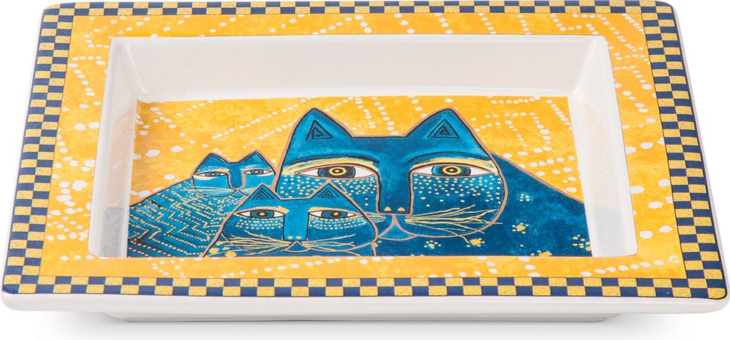 Egan LAUREL BURCH FANTASTIC FELINES Gelbes Tablett 18X20 cm