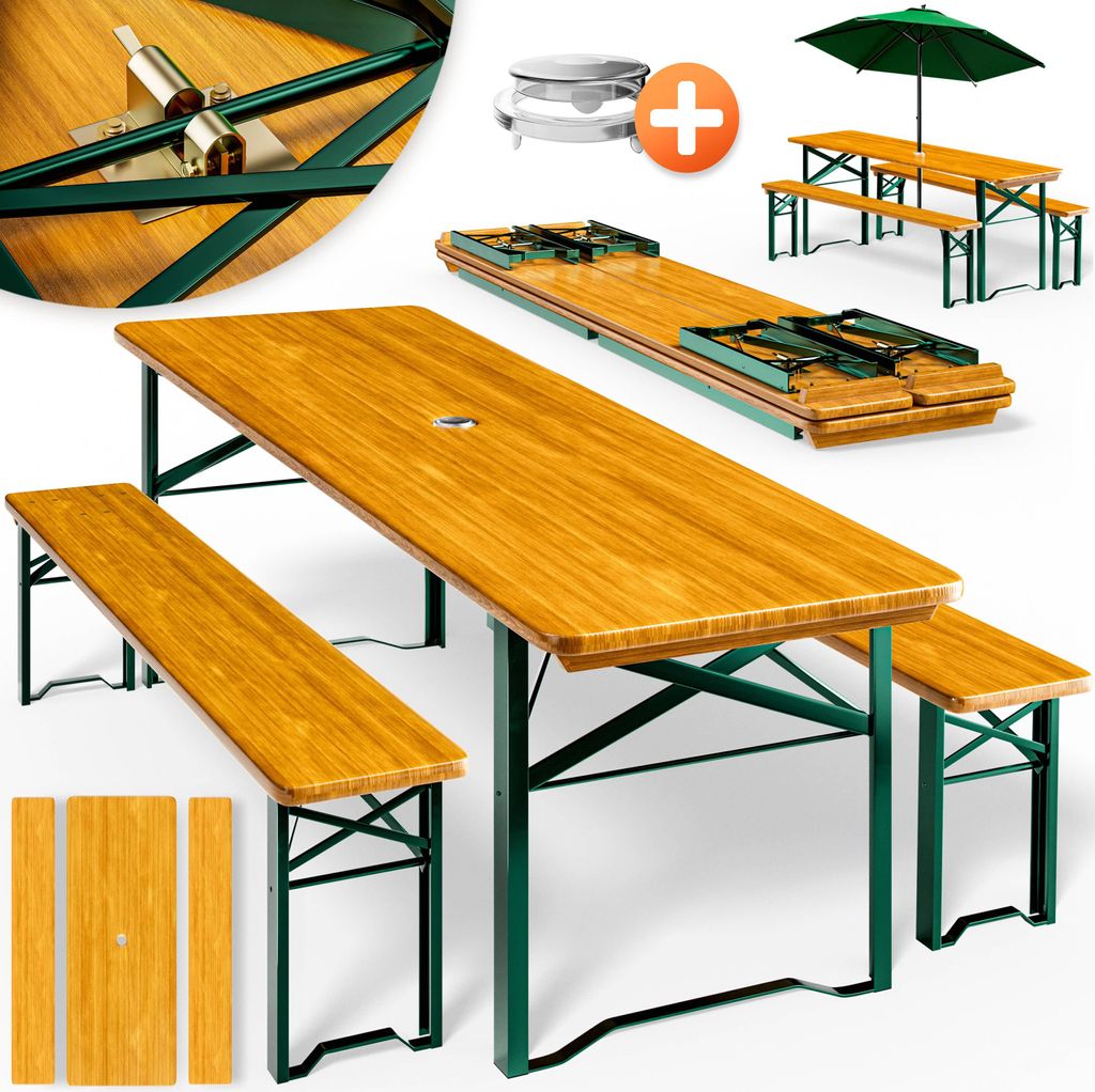 CASARIA® Ensemble table et bancs en bois de brasserie Image du produit 