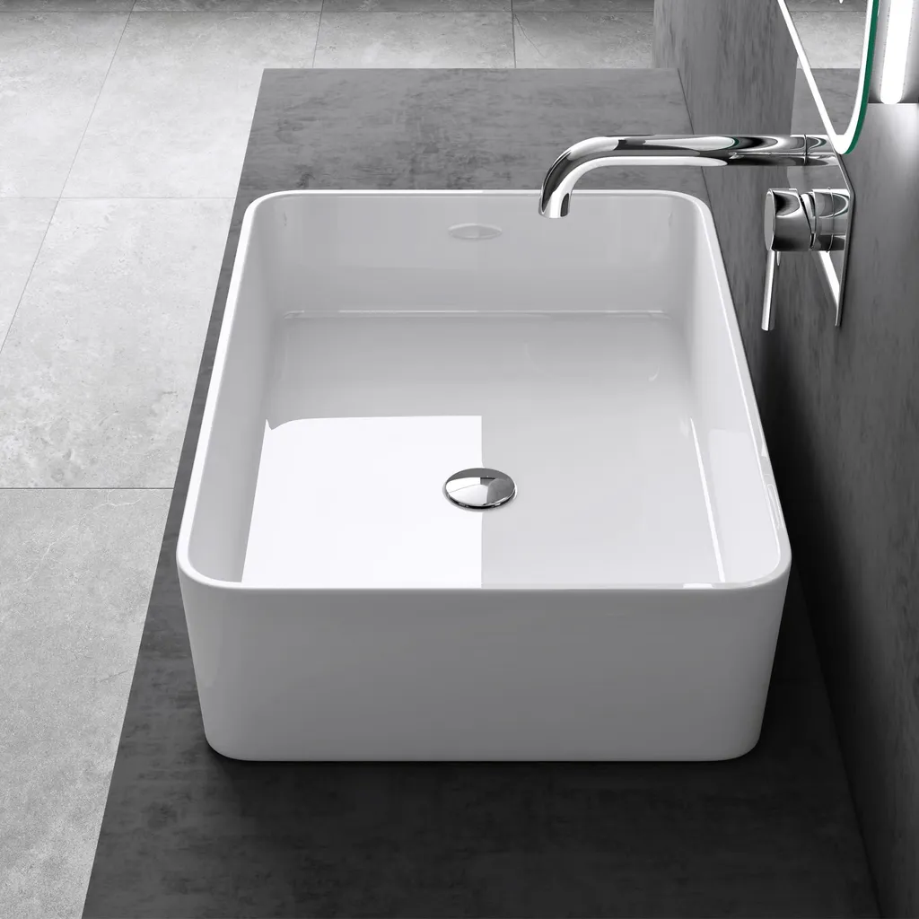 Vasque Solid Surface 80x40cm Blanche Mate Lavabo Rectangulaire Robuste - 3