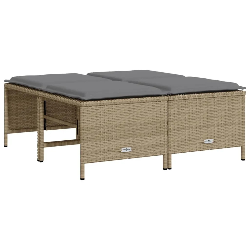 Set 4 Sgabelli da Giardino Beige in Polyrattan | Prezzo Offerta