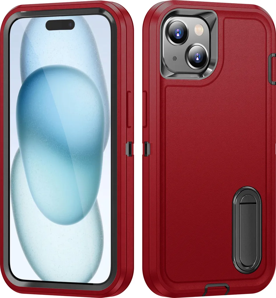 Custodia Protettiva iPhone 14 Plus Rosso con Supporto | Antiurto Ibrida