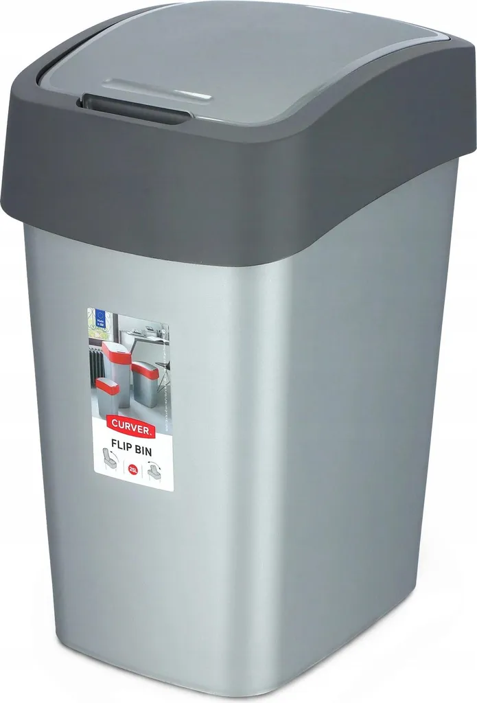 Finies les odeurs avec cette Poubelle 25 L Gris graphite facile à laver