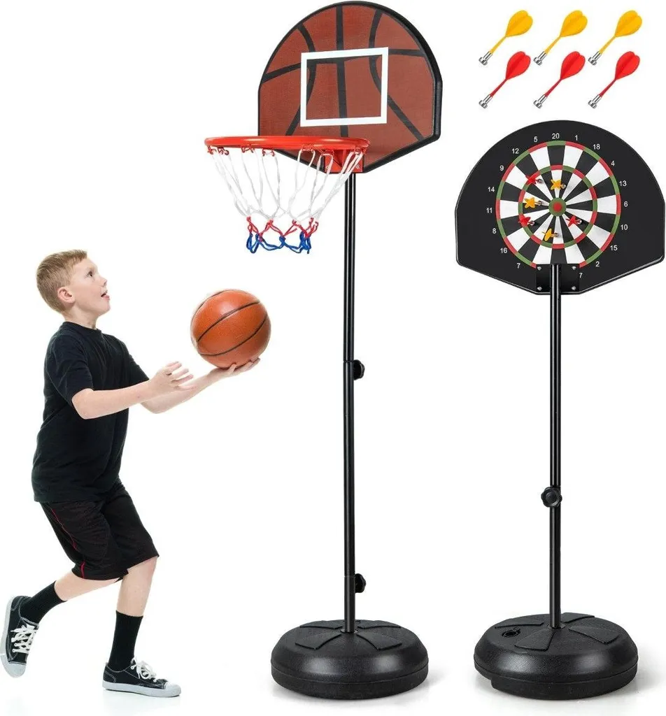 Panier de basket pour enfants avec jeu de fléchettes et 6 fléchettes noir