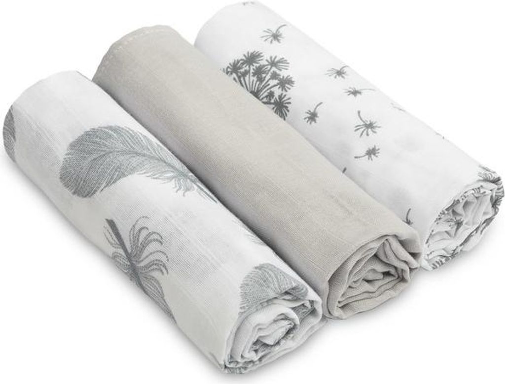 SENSILLO Musselinwindel Set Spucktcher Baby 3er Pack Mulltcher 70x80 cm Grau