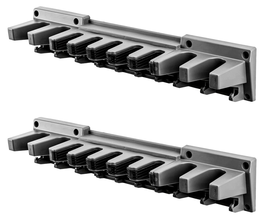 Wandhalterung für Besen, 9 Halterungen + 10 Haken für Geräte, Kunststoff Besenhalter, Robuste Mopp Wandhalterung für Zuhause, Küche, Garage, G...