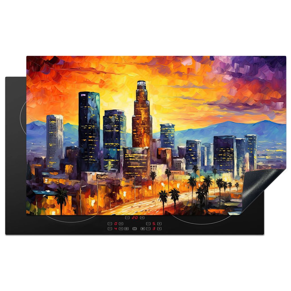 KitchenYeah Herdabdeckplatte Los Angeles - Weltstadt - Kunst - Amerika , 85x52cm, Küche Deko, Glaskeramikkochfeld Herdabdeckung, Abdeckplatte f...