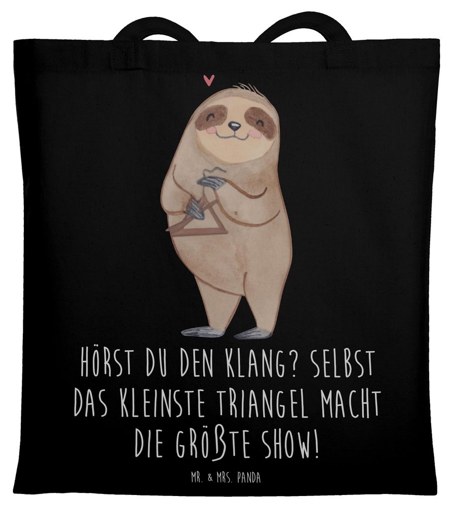 Mr. & Mrs. Panda Einkaufstasche Triangel Klang - Schwarz - Geschenk, Musiker, Tote Bag, Musikinstrument, Schultasche, Lernen, Beutel, Percussion, B...