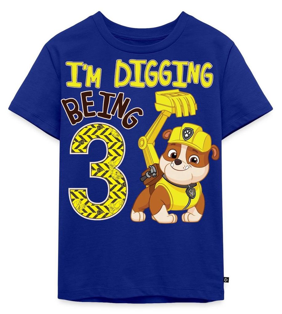 Spreadshirt Paw Patrol Geschenk 3 Jahre Alt Geburtstag Rubble Kinder Premium T-Shirt, 98/104 (2 Jahre), Royalblau