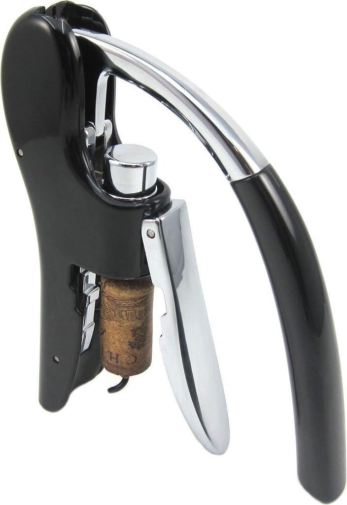 Professioneller Flaschenöffner Zinklegering mit Hebel und Folienmesser - Korkenzieher Kellnermesser Tintenfisch/Hase Schwarz Korkenzieher Wein