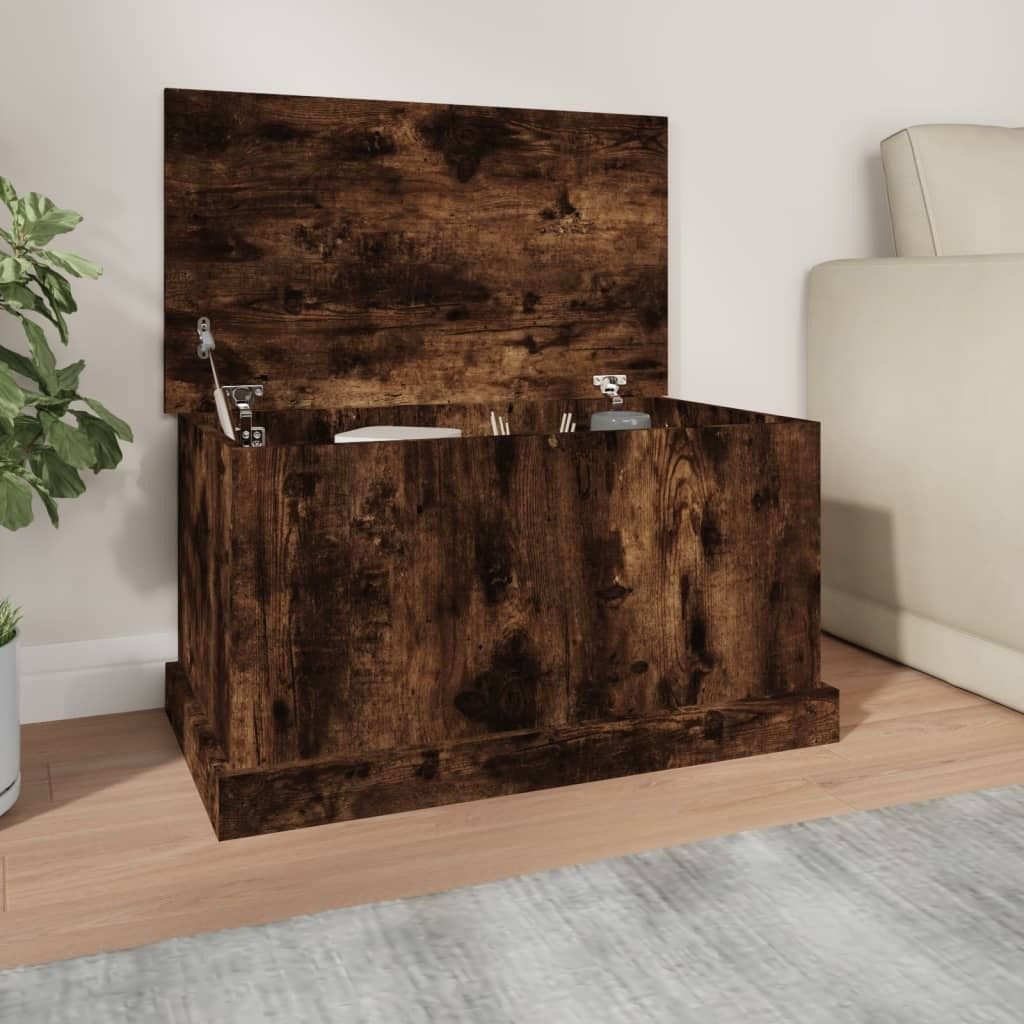 The Living Store Truhe Räuchereiche 70x40x38 cm Holzwerkstoff