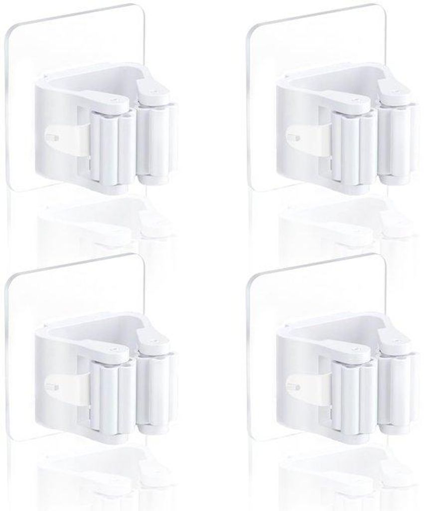 4er-Set Wandhalter für Besen, Selbstklebend, Wandmontage, für Besenstangen, Küche, Badezimmer, Garten, Garage