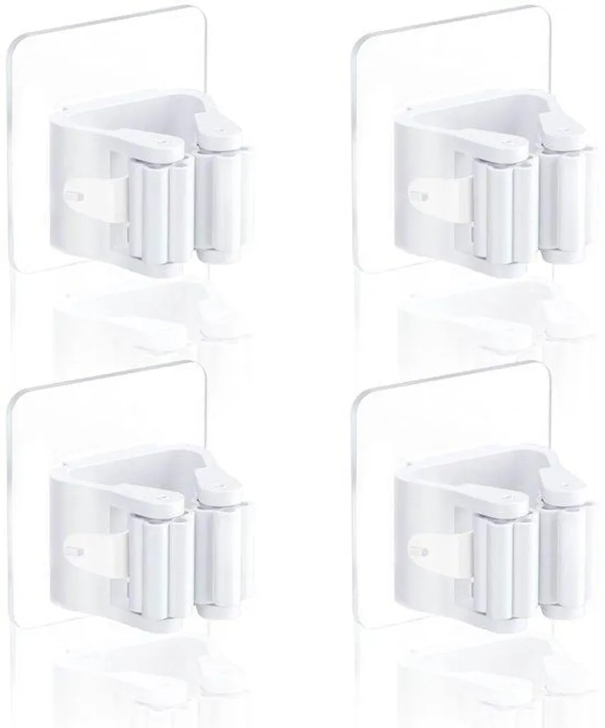 Lot de 4 supports muraux pour balais autocollants sans perçage noir