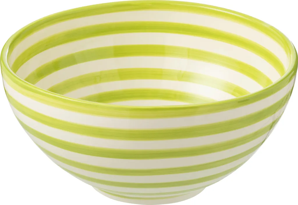 Grande Coupe Céramique Vert et Blanc Granada Stripes Ø 28 cm J-Line