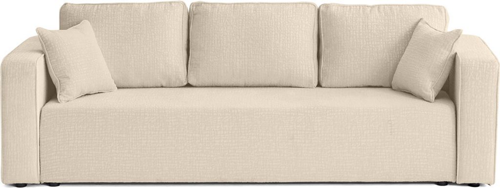 Best Möbel Topaze - 3-Sizter Sofa - schlaffunktion und Bettkasten - strukturierter Samtstoff , Beige