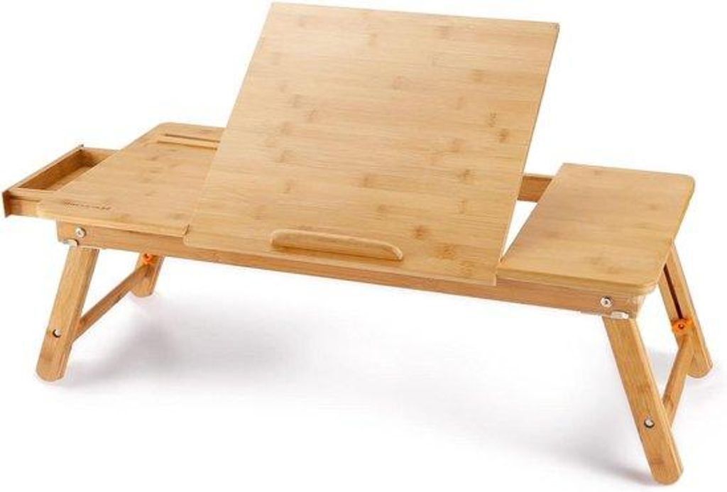 Bürostuhl Tisch - Frühstück Arbeiten - Verstellbare Höhe & Neigung - 71 x 35 cm - Bambus