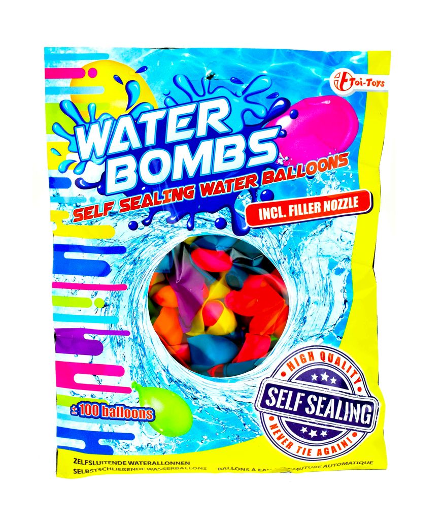 Wasserbomben selbstschließend mit Füllhilfe 100 Stück bunte Wasserballons NEU 