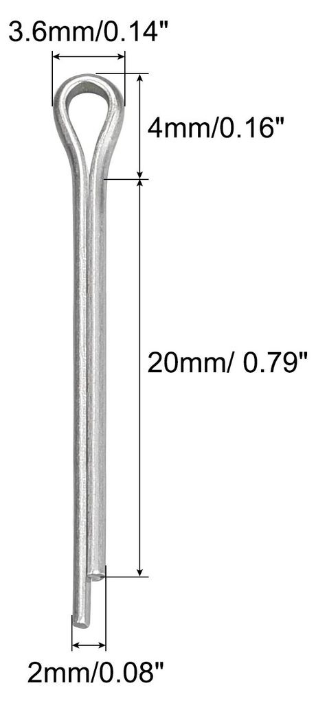 30Stk. Geteilter Splint 2mm x 20mm 316 Edelstahl Klipp Befestigung fš¹r Automobilindustrie Mechanik Silber