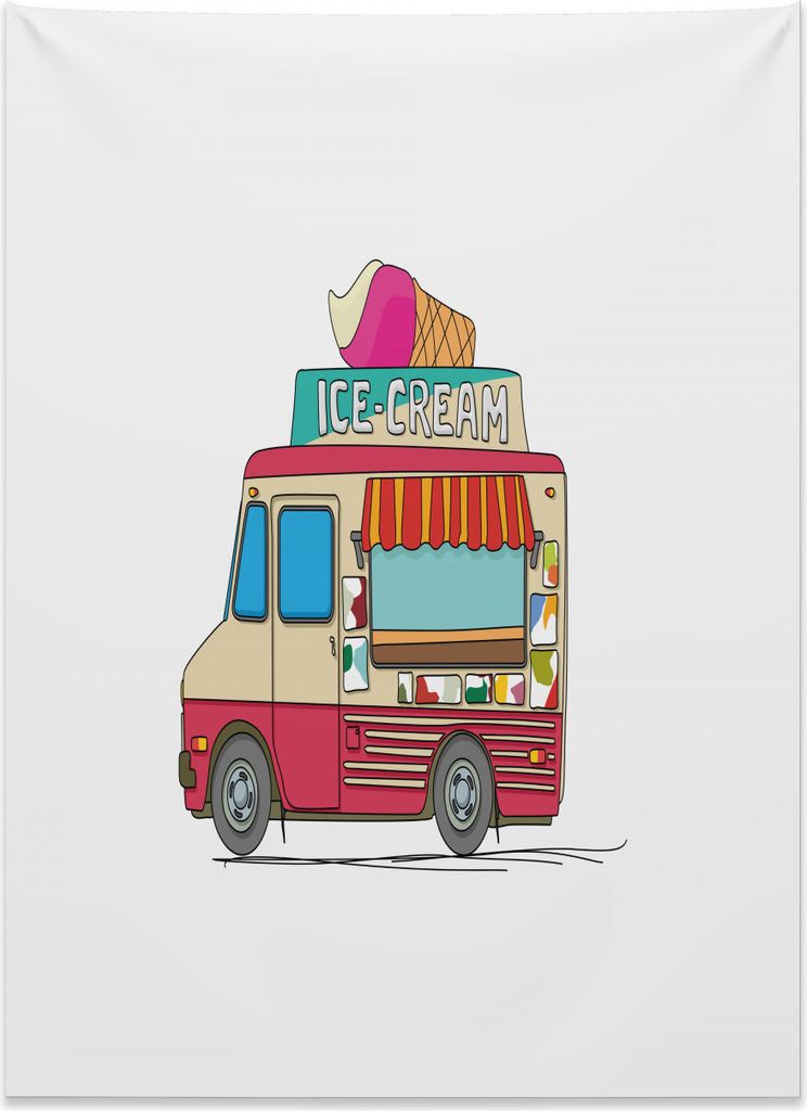 Abakuhaus LKW Wandteppich, Eis-Karikatur-Art aus Weiches Mikrofaser Stoff Kein Verblassen Klare Farben Waschbar, 110 x 150 cm, Mehrfarbig