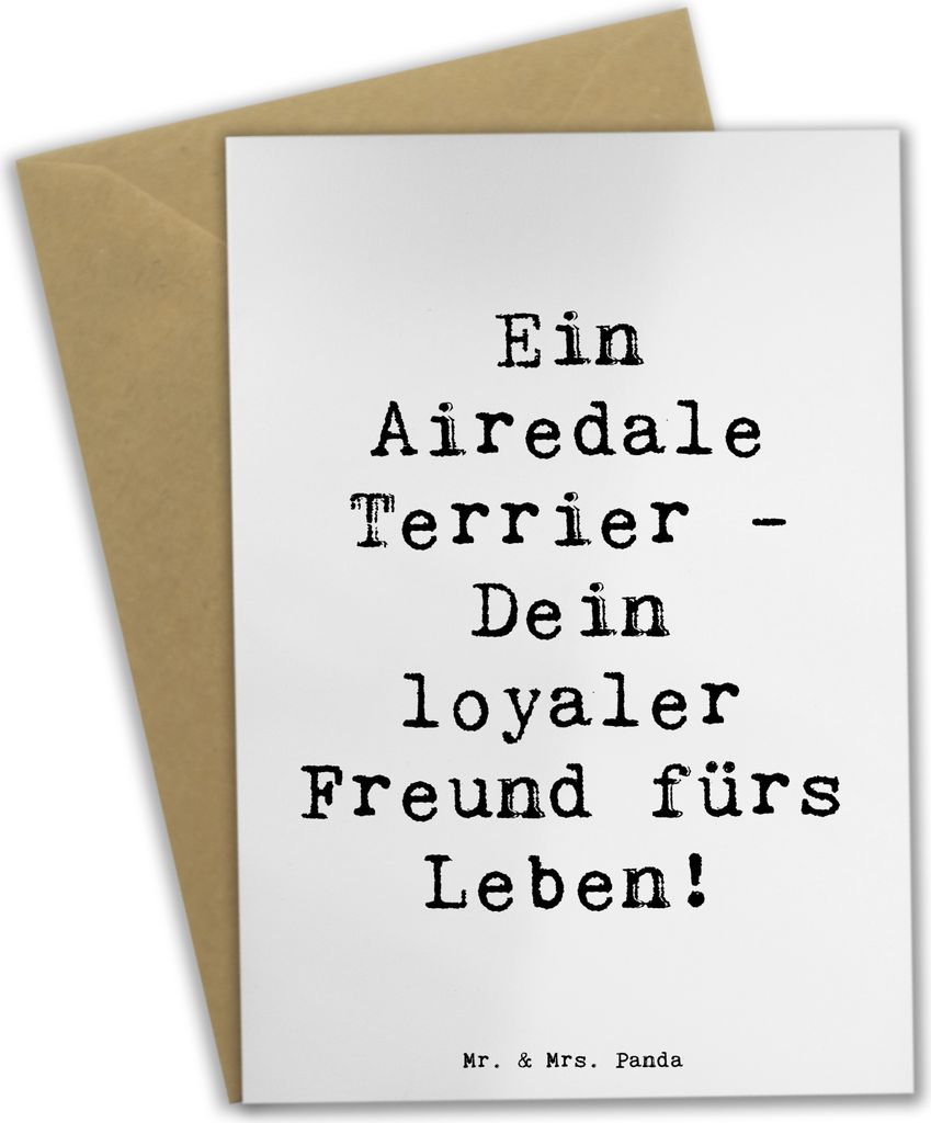 Mr. & Mrs. Panda Beileidskarte Spruch Airedale Terrier - Weiß - Geschenk, Hund, Polizeihund, Grußkarten, einladungskarten, Wachhund, hochzeitskar...