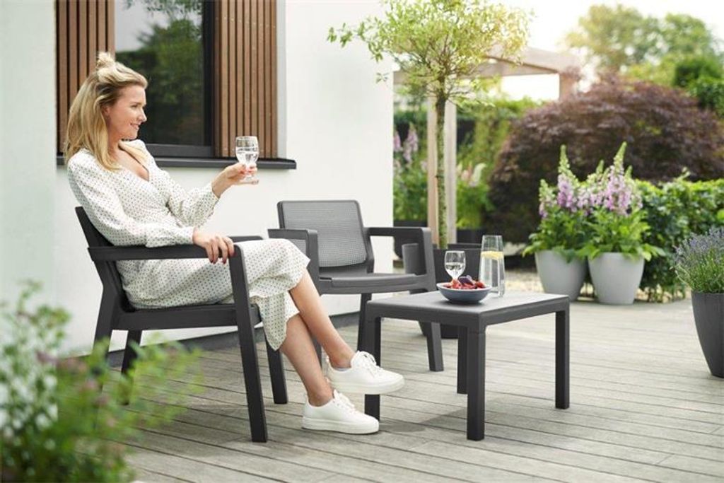 Keter Gartenmöbel Keter Emily Balkonset mit Sitzkissen, graphit KT-610023