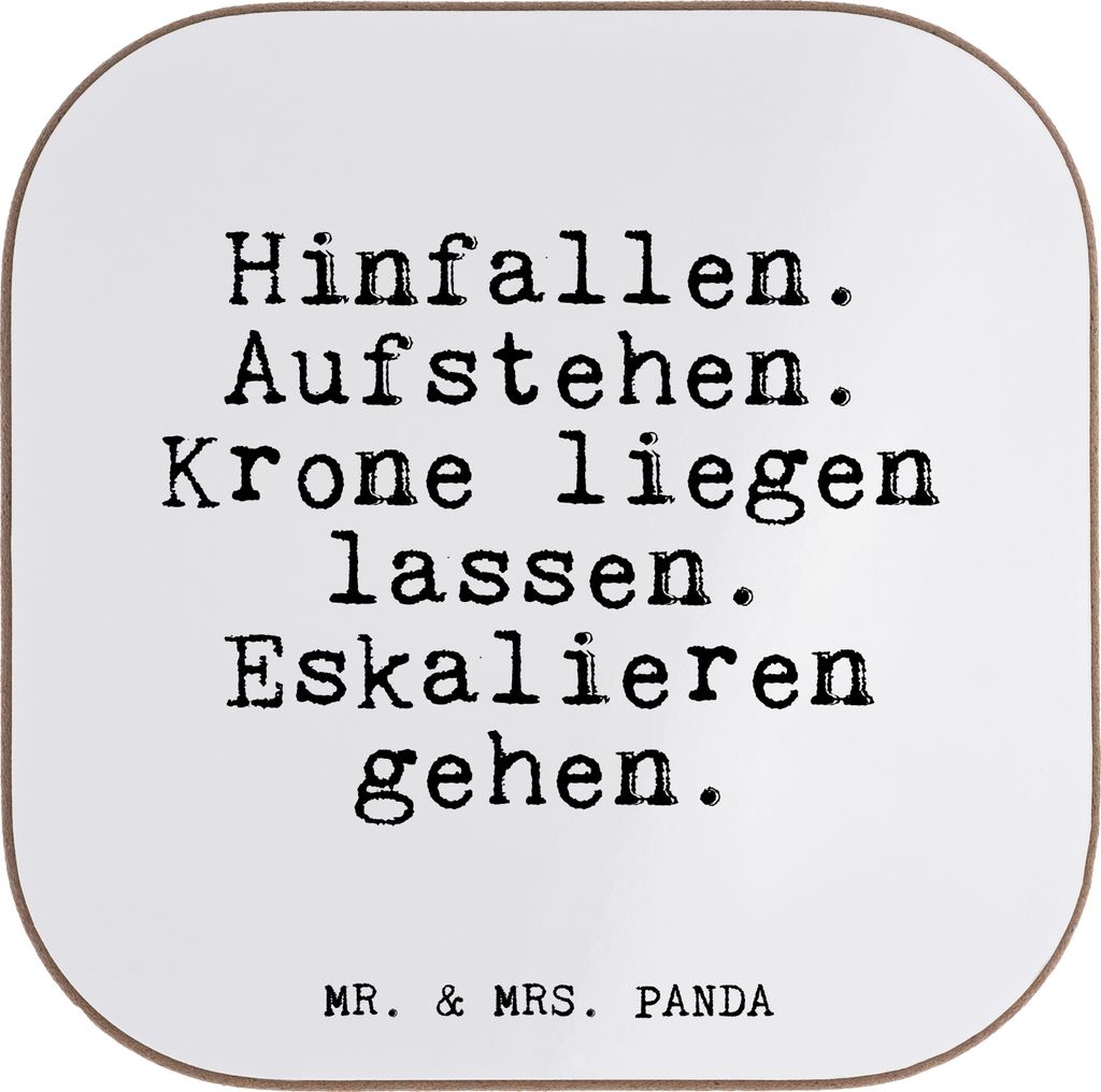 Mr. & Mrs. Panda Untersetzer für Gläser Hinfallen. Aufstehen. Krone liegen... - Weiß - Geschenk, Holzuntersetzer, Tischschoner, Spruch, Coaster,...