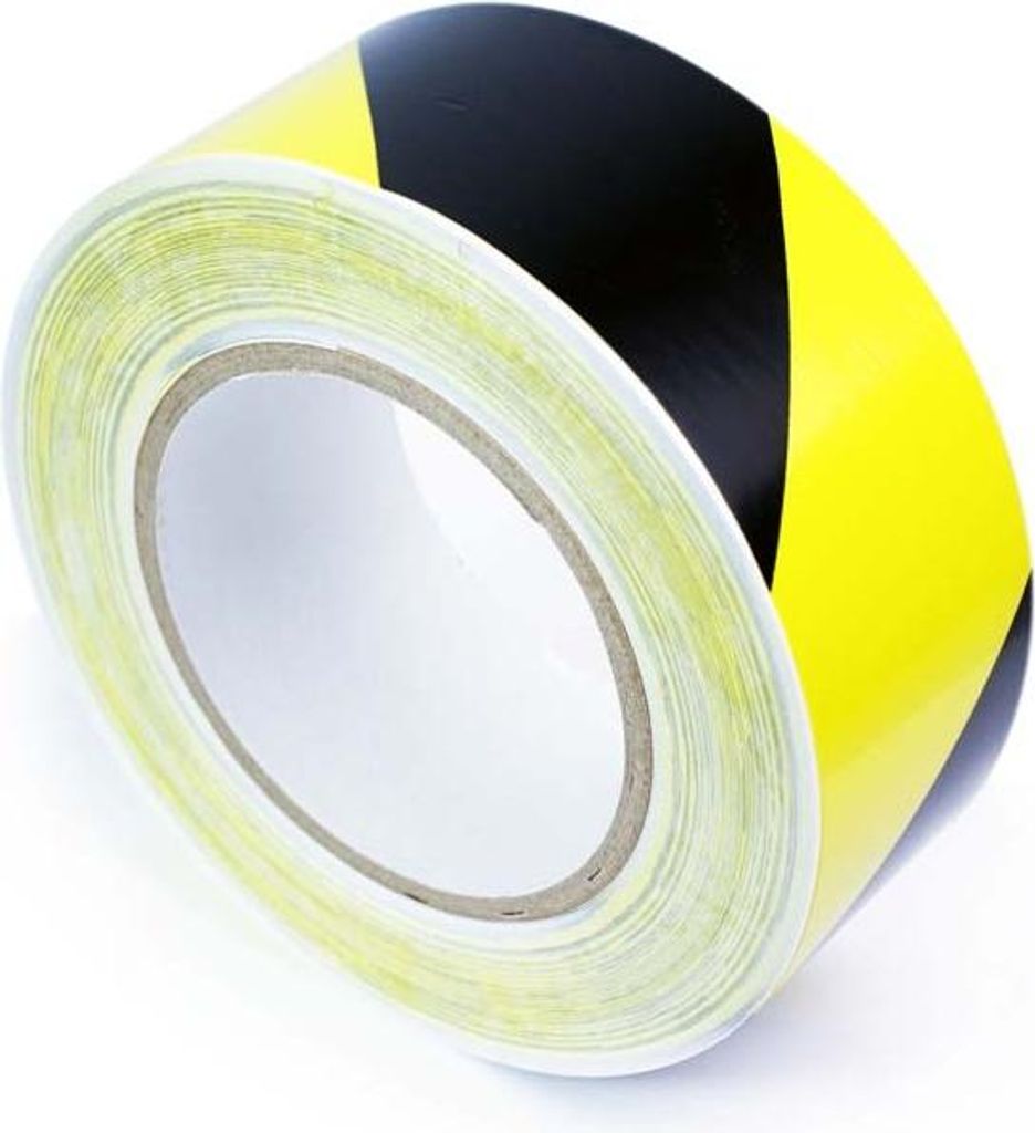 Temporäres Warnband Gelb & Schwarz 50 mm x 30 m x - Gelb & Schwarz - Glatt - Polyvinyl chloride (PVC) - 0,16 mm - Innenbereich - H0402D