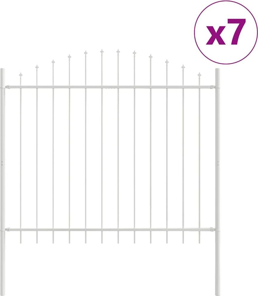 vidaXL Gartenzaun 7 pcs Weiß 170 x 190 cm Pulverbeschichteter Stahl