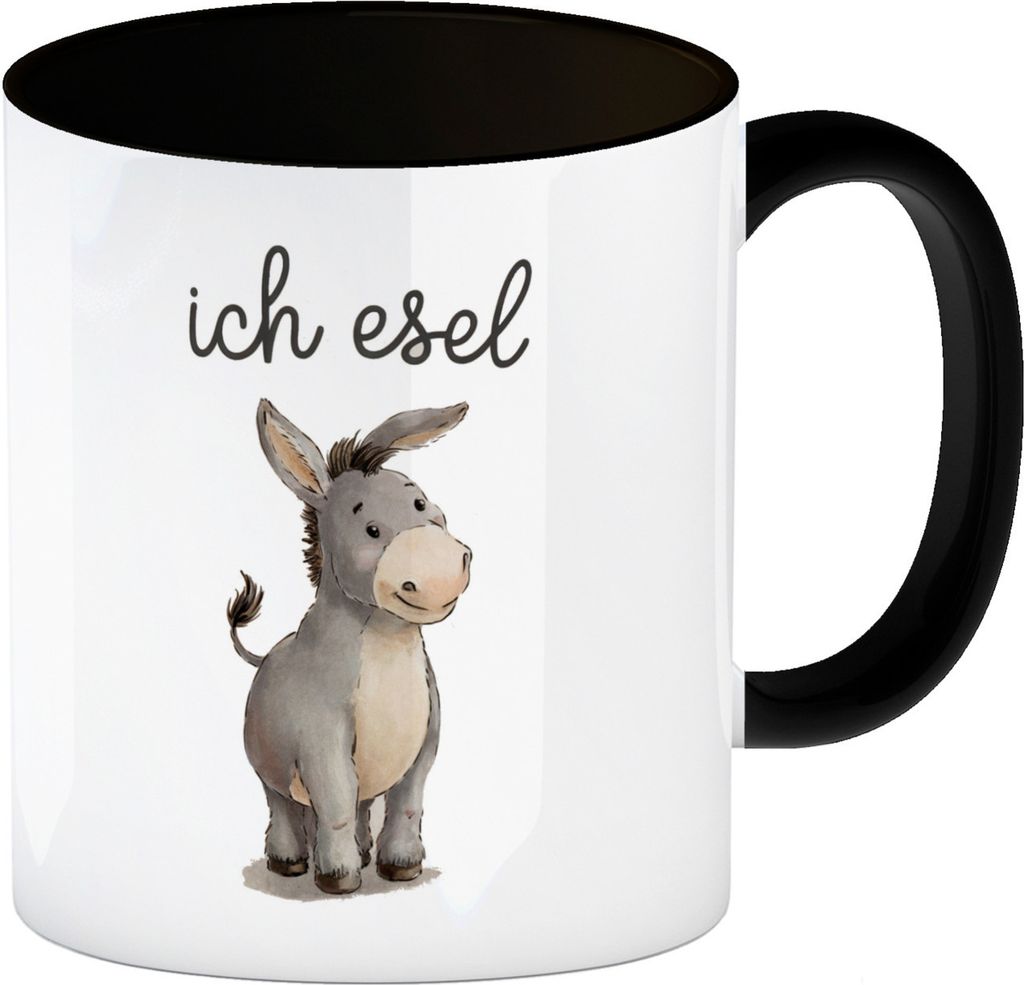 Ich Esel Kaffeebecher in schwarz für Tierliebhaber