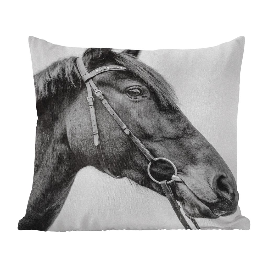 MuchoWow Zierkissen Sofakissen Wohnzimmer Dekokissen 40x40 cm Pferd - Halfter - Porträt - Foto Kissen - Schlafzimmer Dekoration