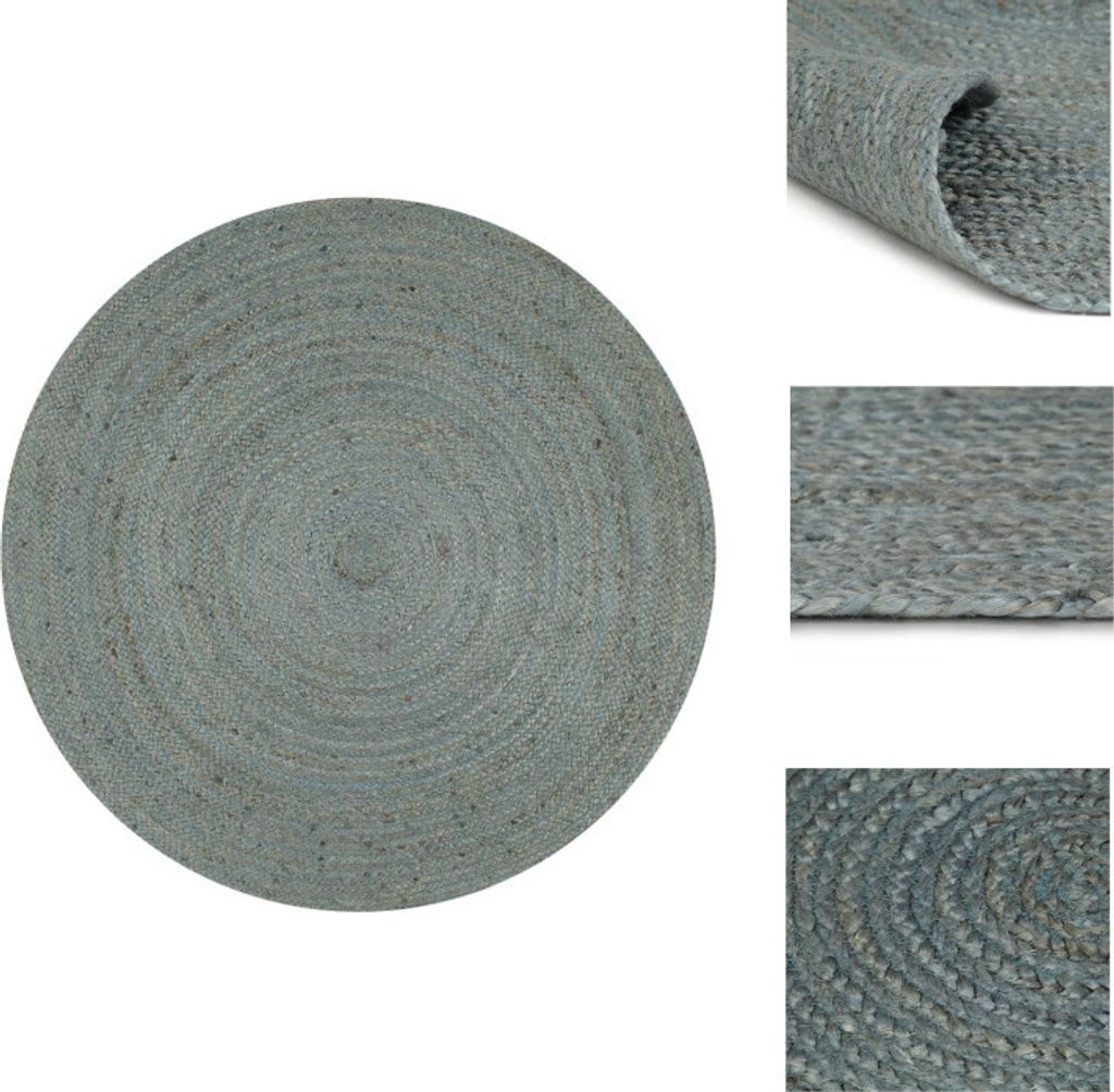 vidaXL Teppich Handgefertigt Jute Rund 120 cm Olivgrün - Teppiche