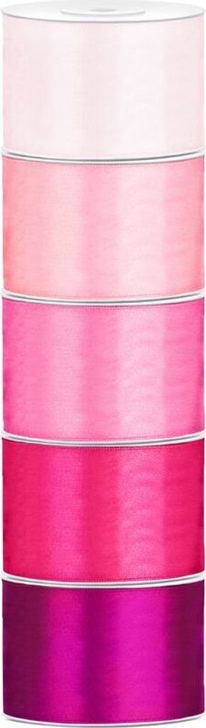 Satin Geschenkband 50mm 5 Farben je 25m lang rosa pink Schleifenband Geschenkverpackung Geburtstag Hochzeit Weihnachten