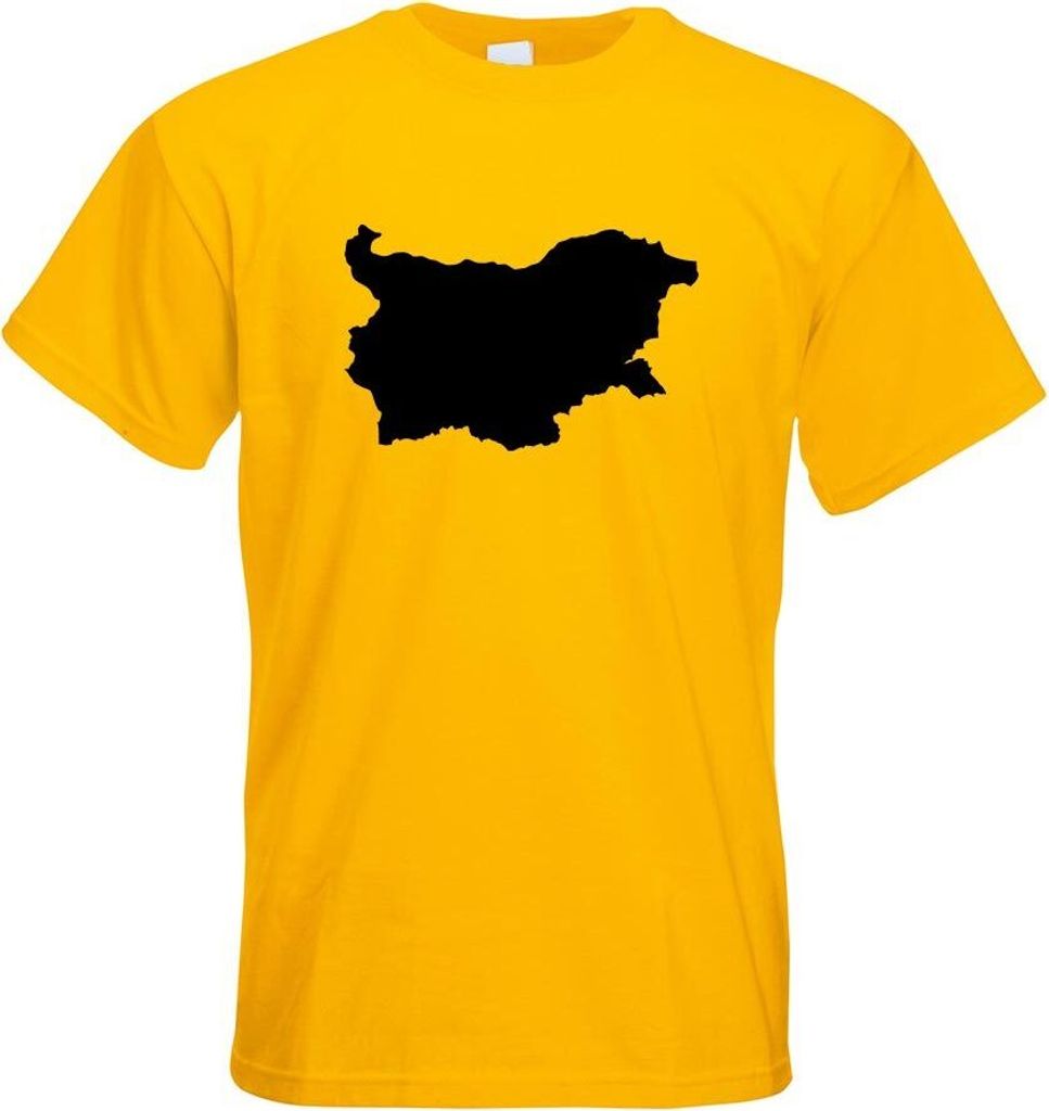Kiwistar - T-Shirt - gelb - Bulgarien Umriss Kontur Herren Funshirt Bedruckt Design Sprüche Spruch Motive - mit Motiv Bedruckt - Funshirt Design -...