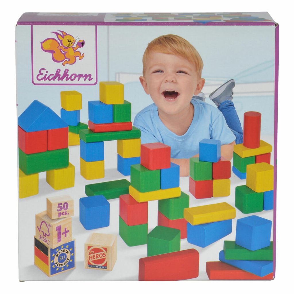 Eichhorn Wooden Blocks Coloured, 50pcs. Image du produit 