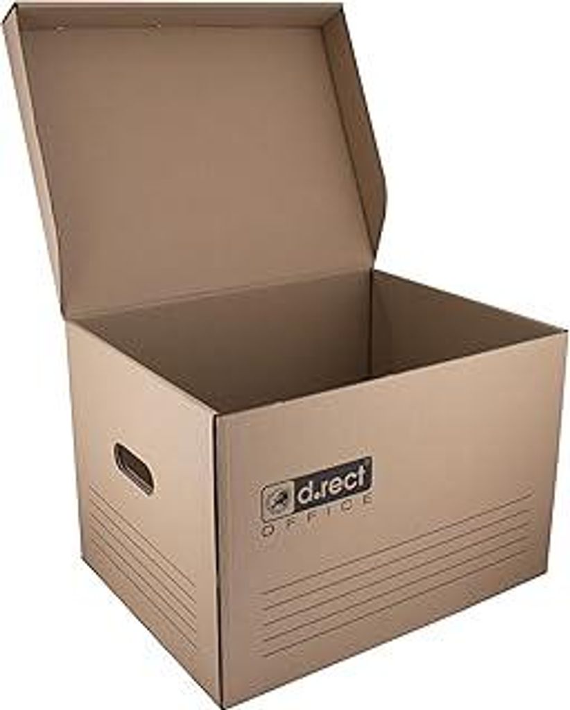 12 Stück Archivbox 2100 Lagerbox 431x333x294mm Klappdeckelbox Archivschachtel Aktenkarton Braun