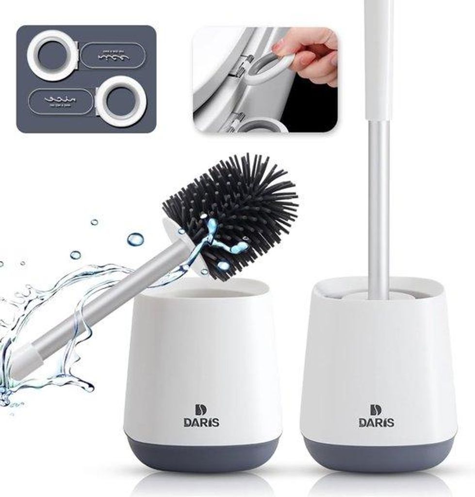 Toiletborstel Set, lang, weich, Aluminium, für saubere Bäder