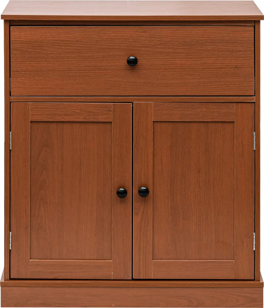 Armoire de Salle de Bain Marron Rustique 2 Portes Gain de Place Tiroir