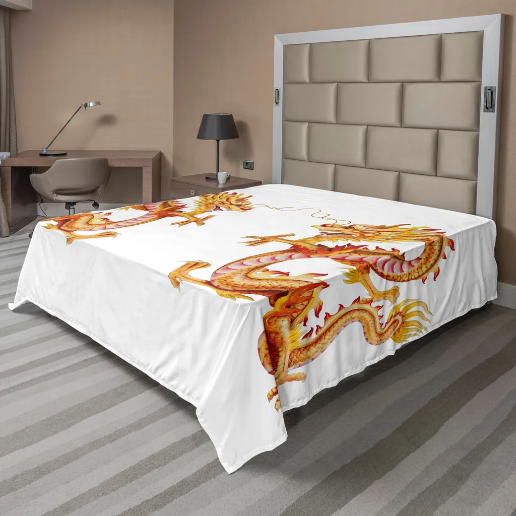 Lenzuolo ABAKUHAUS Drago Cinese 275x260 cm - Giallo Vermiglio