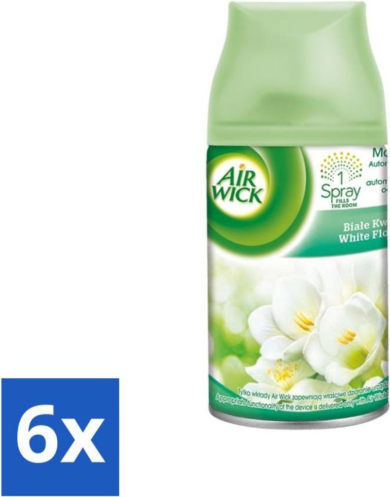 Air Wick - Lufterfrischer Nachfüller - Jasmin & weiße Blüten - Automatisches Spray - 250 ml - Vorteilspack - 6 Stücke