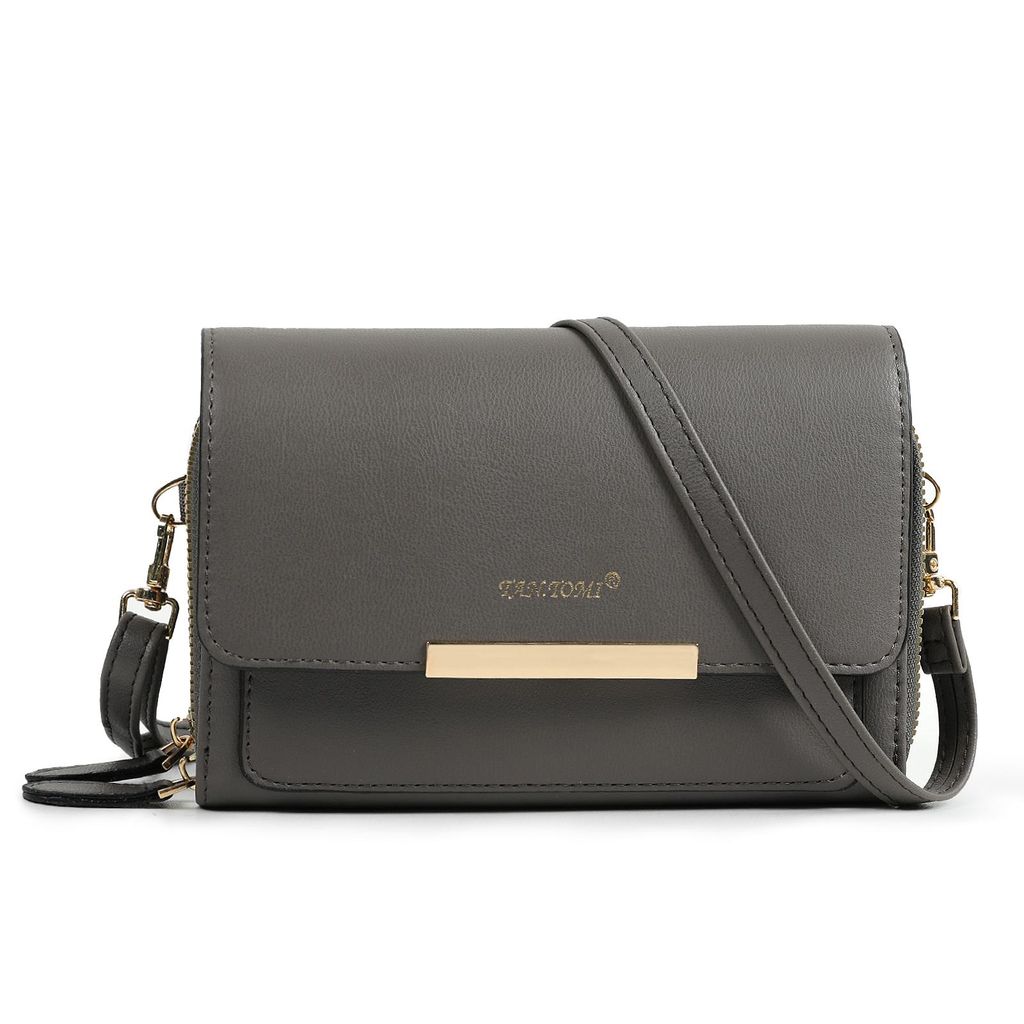 Umhängetasche Damen Handy Umhängetasche - Crossbody Tasche bis zu 6,7 Zoll mit Kartenfächer & Verstellbarer Abnehmbar Schulterriemen (Grau)