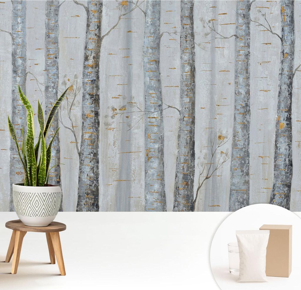 Fototapete - 208x146 cm - Tapete - Wandtapete - Wandbilder - Dekofolie - Tapete Folie - Wand - Dekoration - Wohnzimmer - Birken