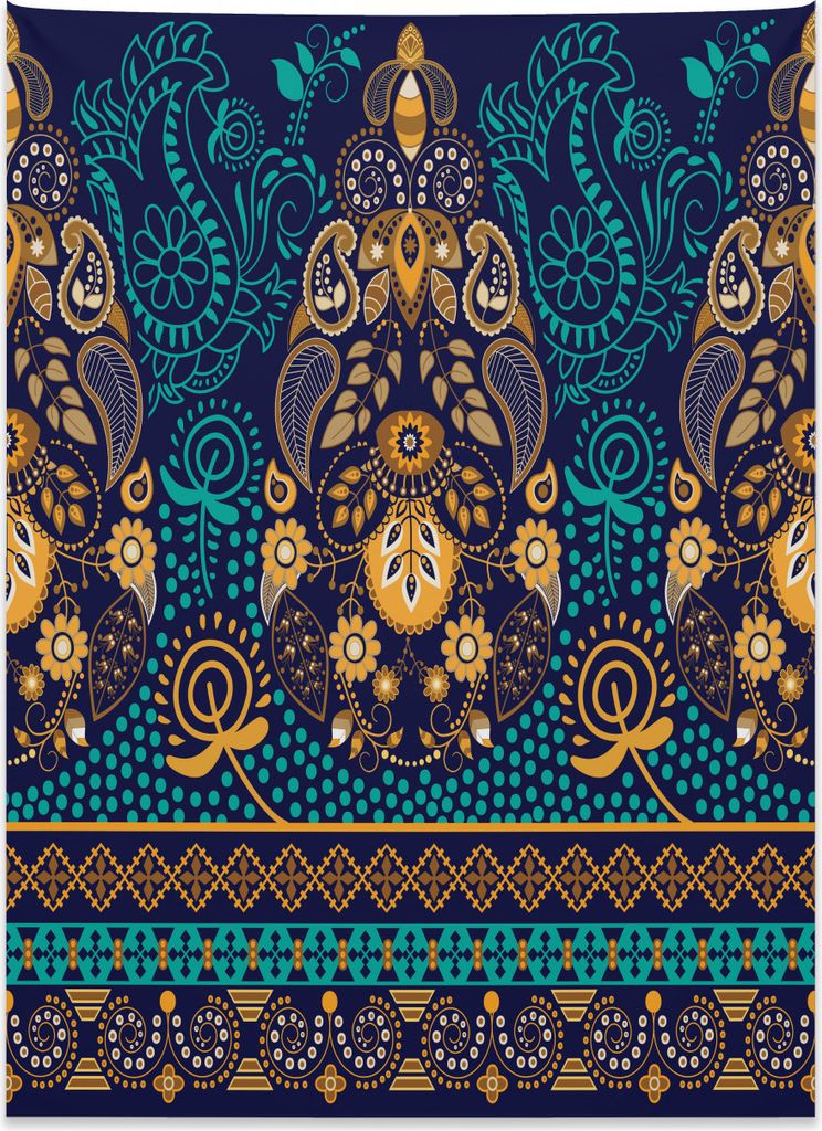 Abakuhaus Paisley Wandteppich, Ethnische Blumen und Dot aus Weiches Mikrofaser Stoff Kein Verblassen Klare Farben Waschbar, 110 x 150 cm, Braun Gel...
