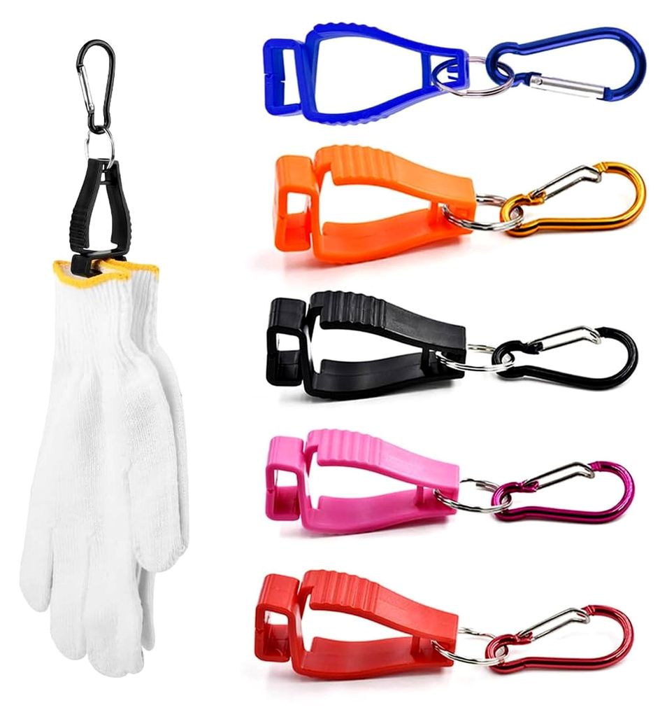 5 Stück bunte Handschuhklammern Clip-Halter für Arbeitshandschuhe, Handtücher, Hüte (Schwarz, Blau, Rot, Orange, Pink)